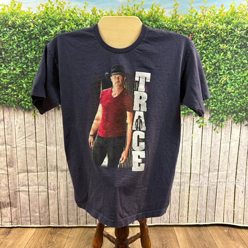 Country Music Trace Adkins 2015 Tour Men's T-Shirt Blue Size Large (SKU: 25MA)